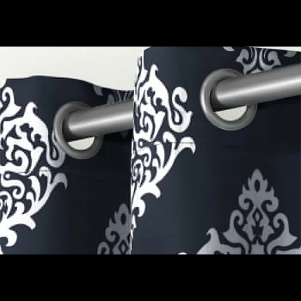 navy curtains